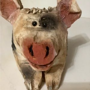 Pig wood sculpture folk art